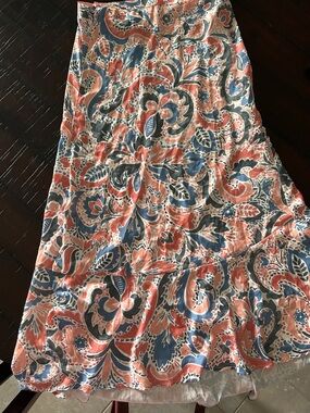 Women's Coral & Blue Paisley Midi wrap coverup